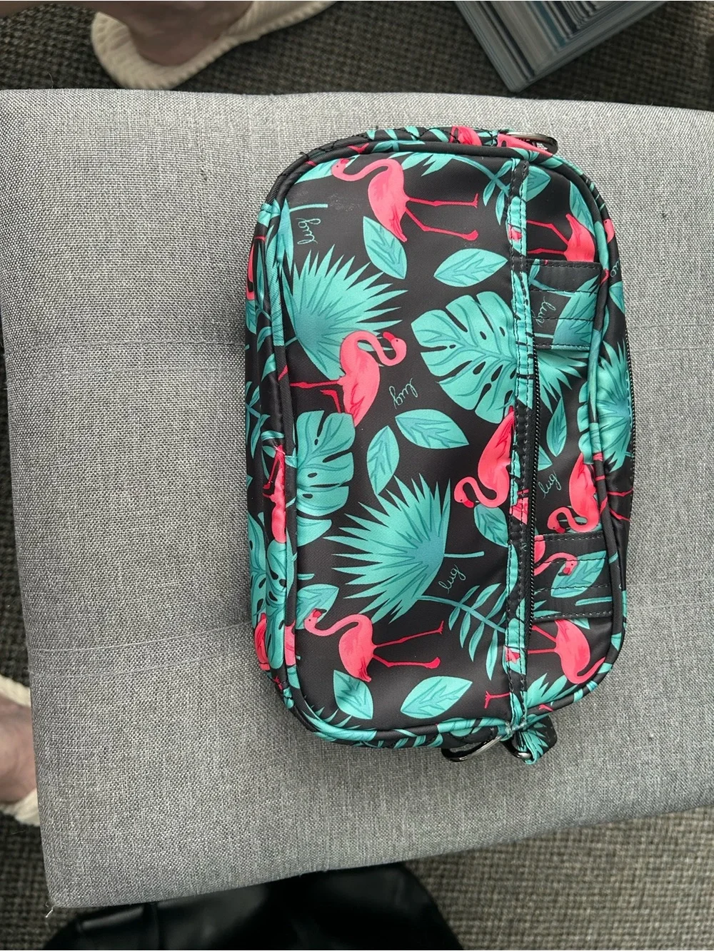 lug Teal Floral Convertible Wristlet with Pink Lining